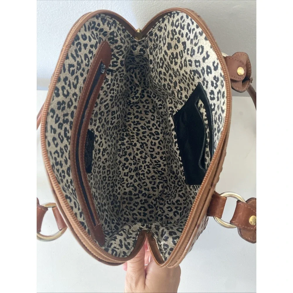 Vintage Due Fratelli Genuine Ostrich Purse Chestnut Brown Dome Shoulder Bag